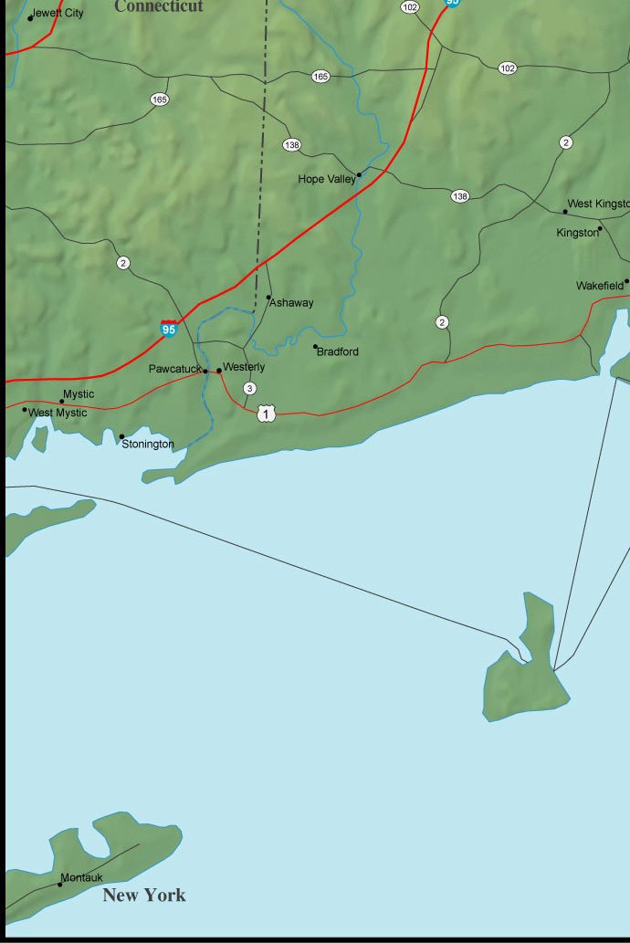 rhode island map - southwest quadrant