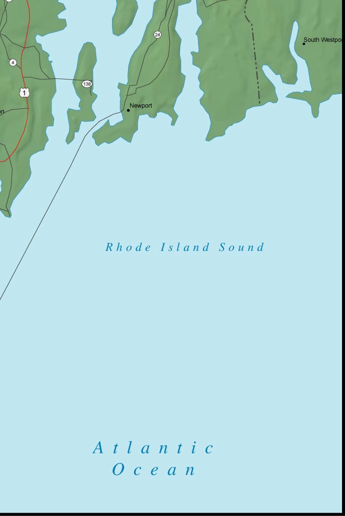 rhode island map - southeast quadrant